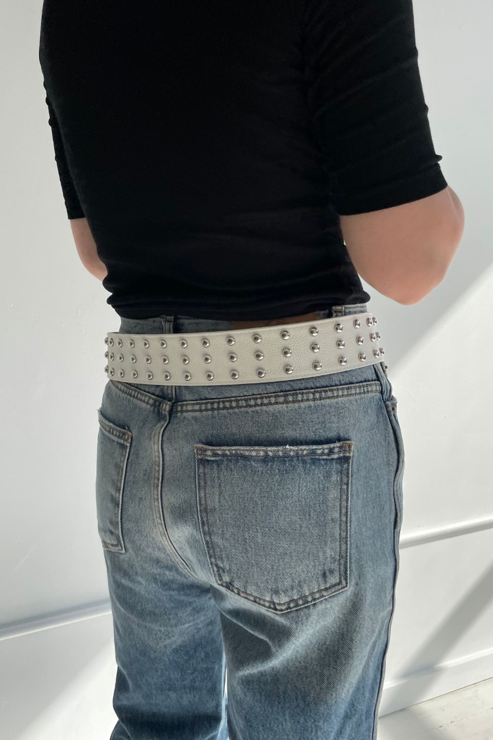 The Emie Studded Belt in White