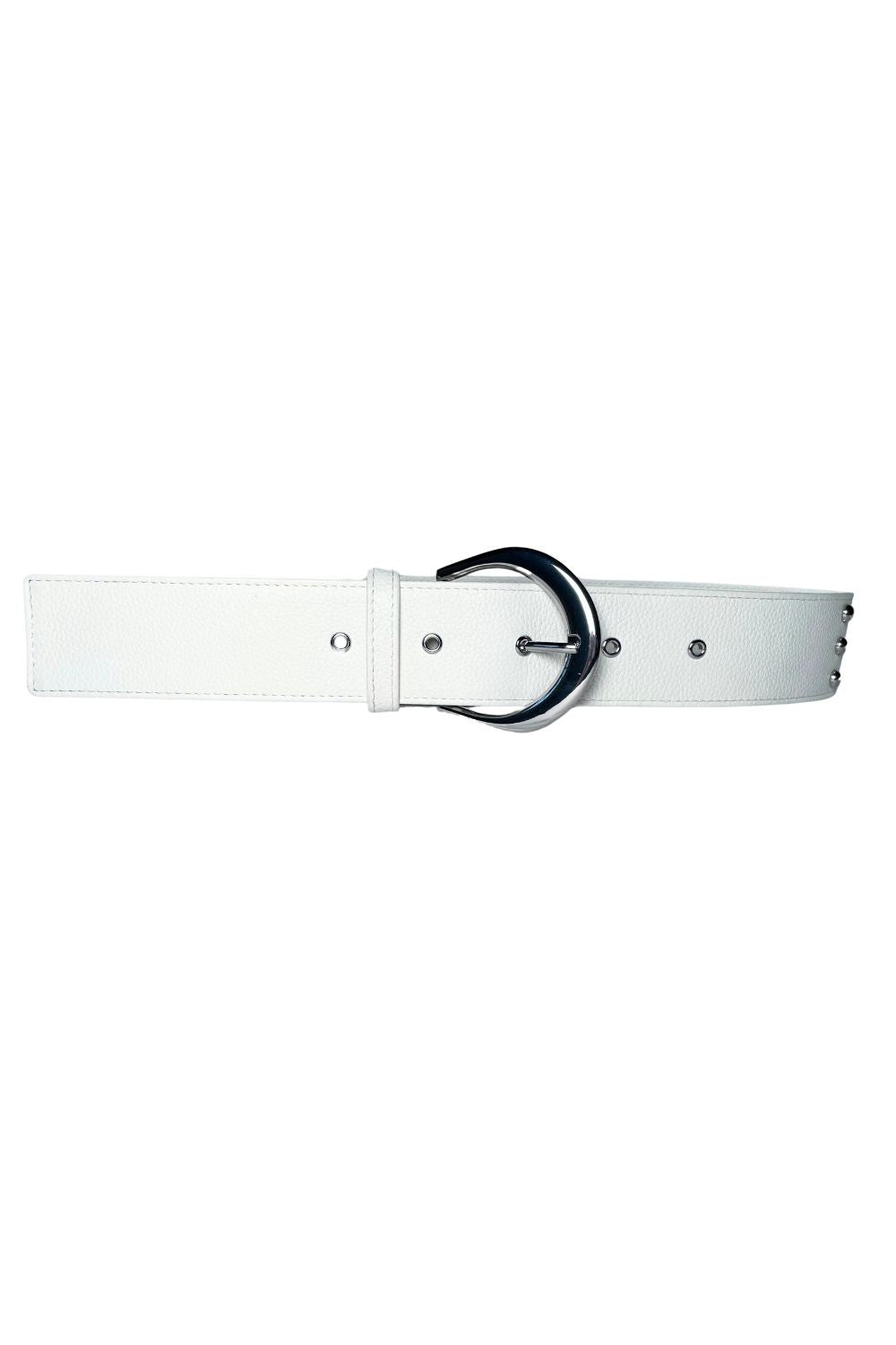 The Emie Grommet Belt in White